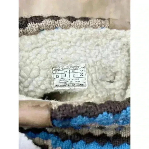 KEEN Girls Youth 3 Auburn Daphne 9641 Brown Suede Knit Winter Calf Boots Fleece - Picture 7 of 10